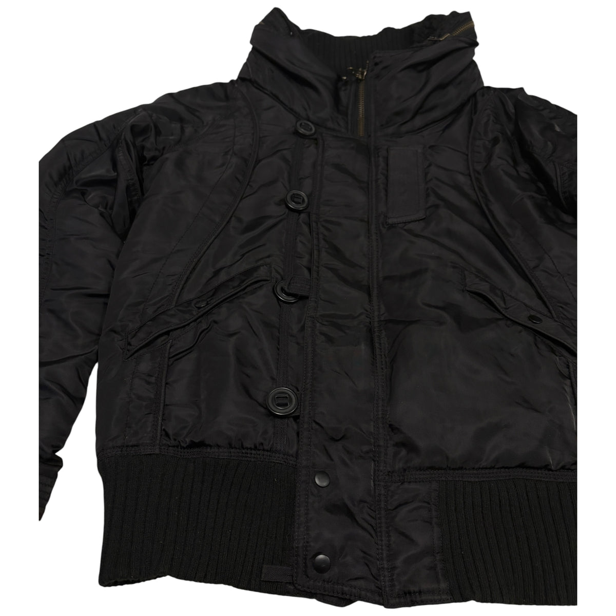 Goa bono hood nylon utility bomber jacket w/ cotton fleece ends