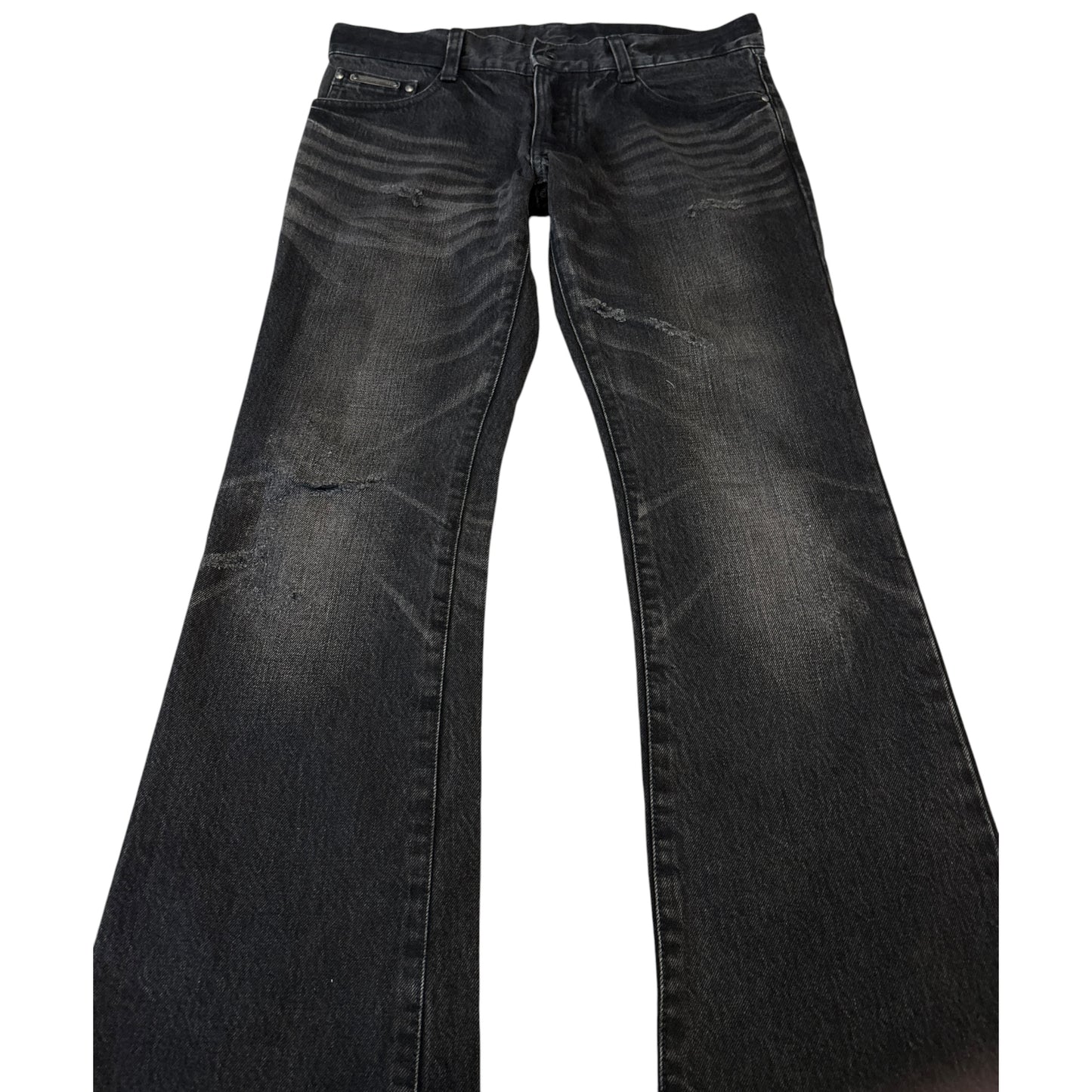 5351 Pour Les Hommes black whispered bootcut denim jeans