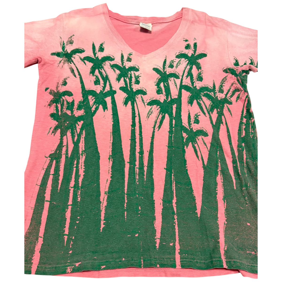 Kapital pink fade wash palm tree V-neck T-shirt