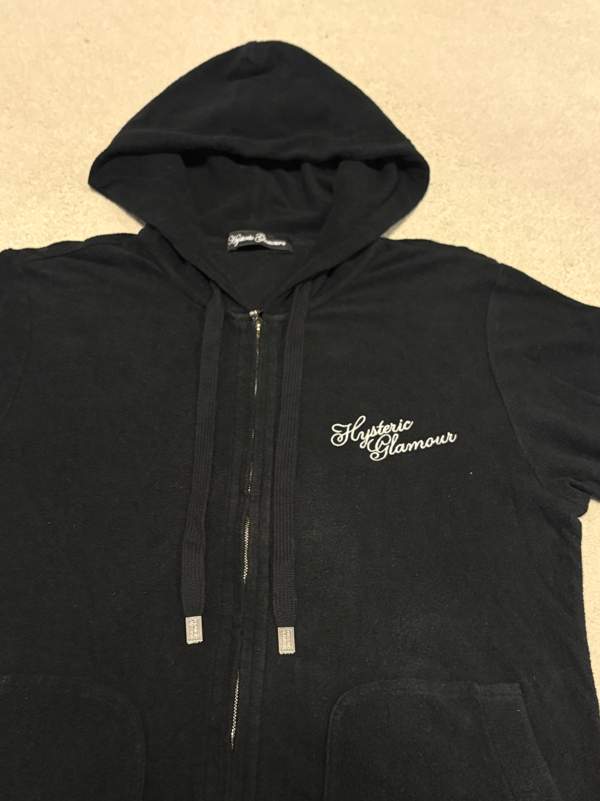 Hysteric Glamour striped end cotton zip hoodie w/ girl graphic