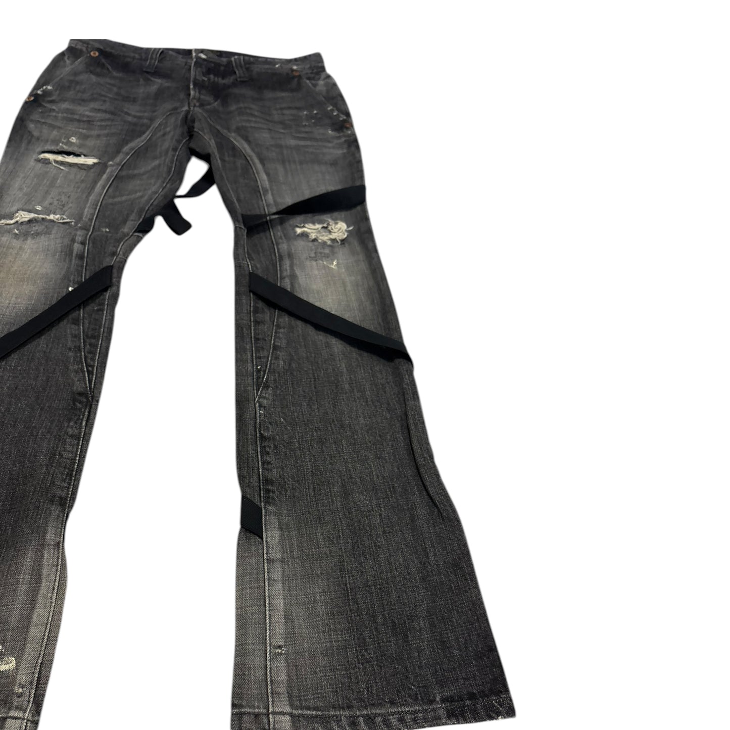 Kazuhiro Takakura grey bondage harness distressed denim jeans