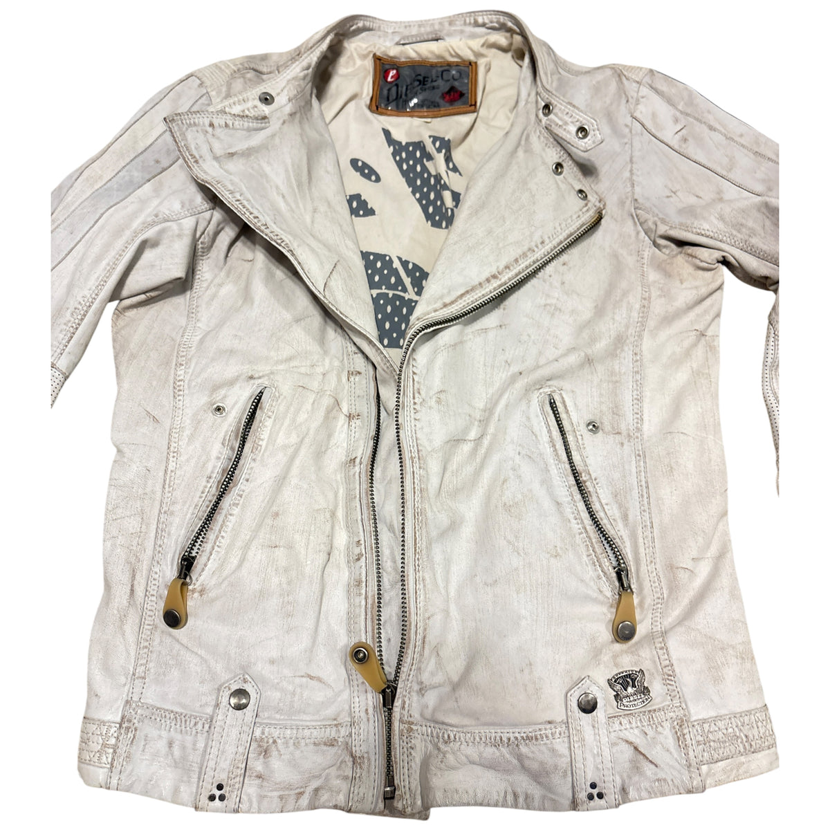 Diesel 2006 Daytona asymmetric white lambskin leather motorcycle jacket RRP £700