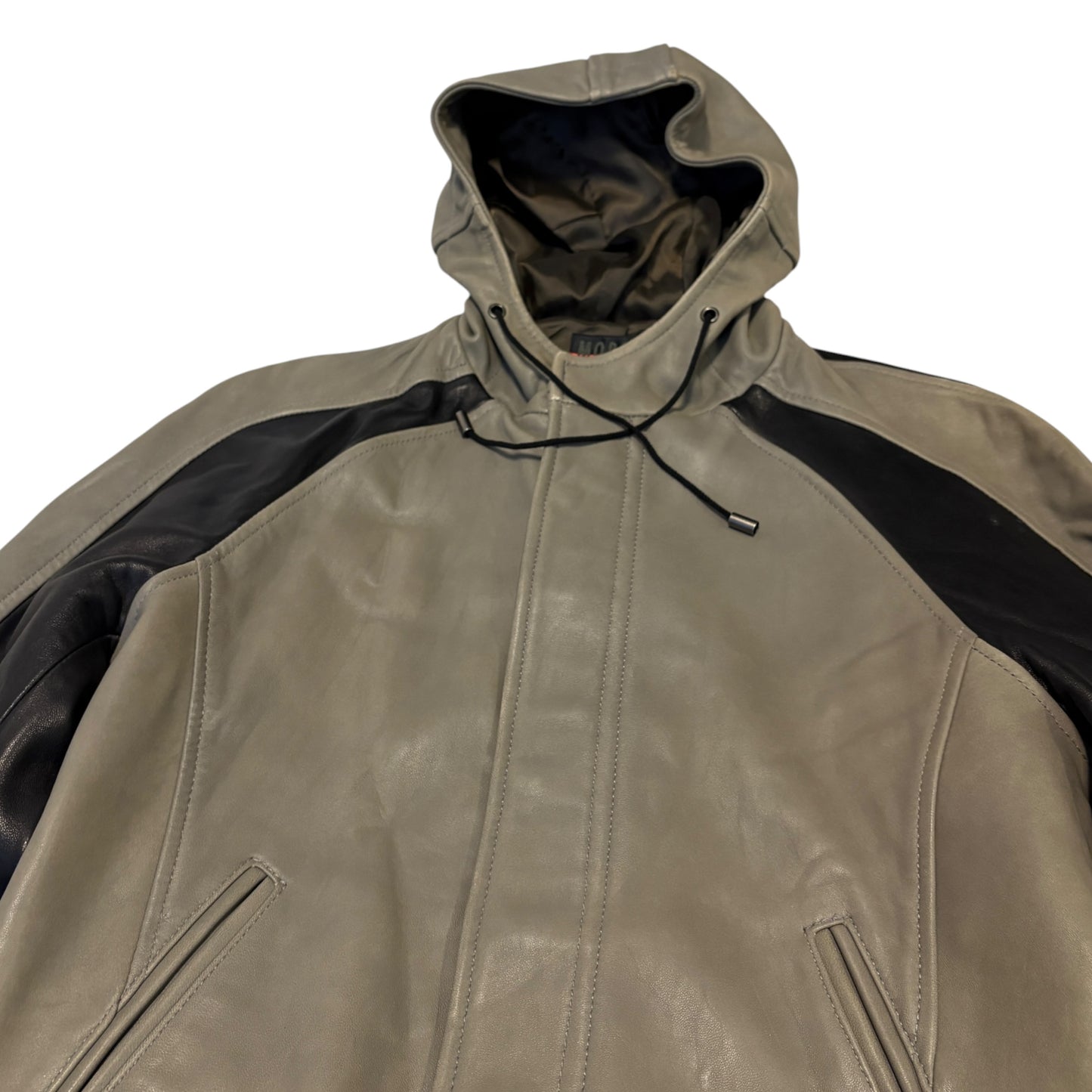 Morgan de Toi Homme khaki black lambskin leather boxer jacket
