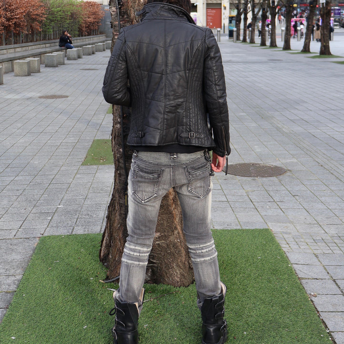 Buffalo Bobs grey detailed biker denim jeans