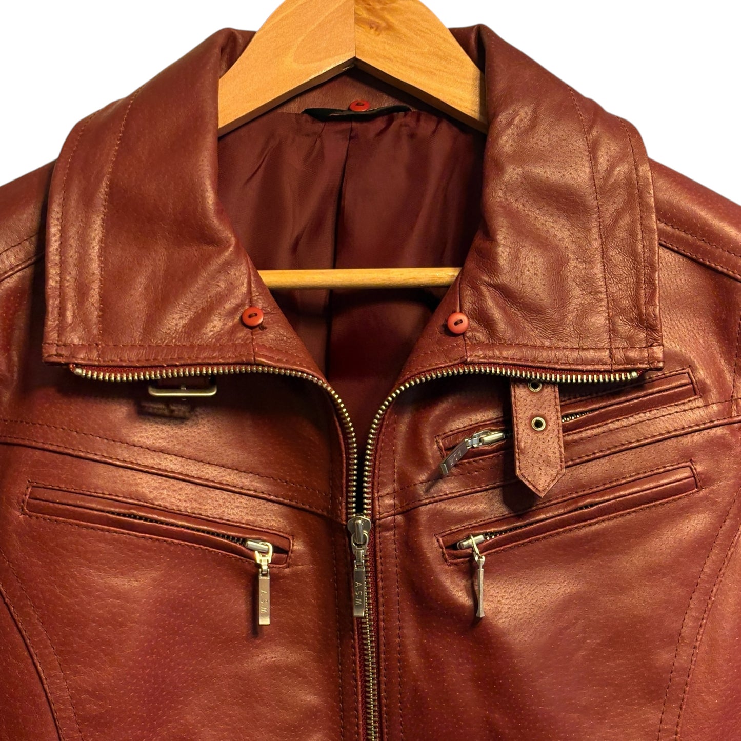 Atelier Sab Men (A.S.M) burgundy red buffalo leather jacket
