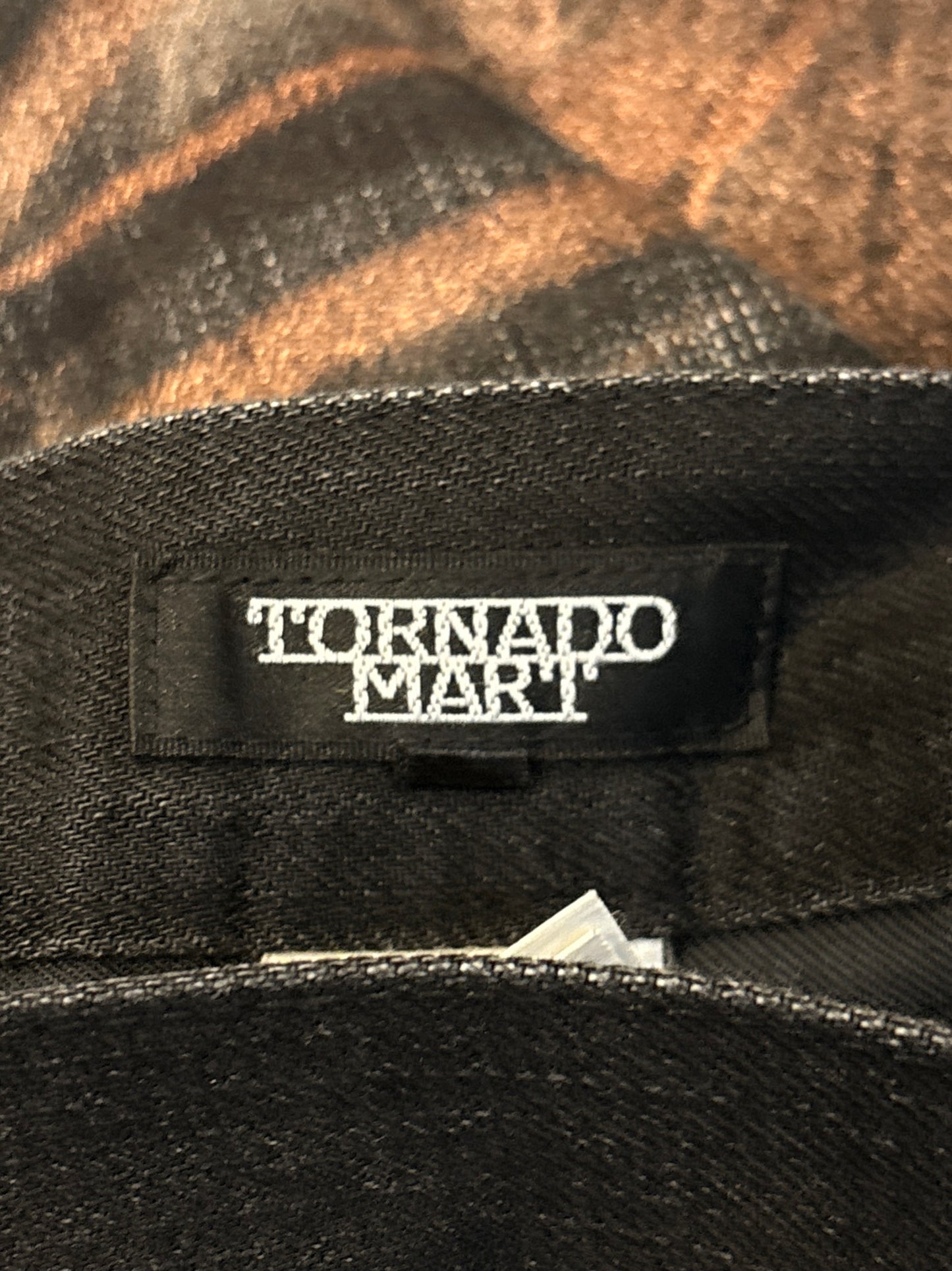 Tornado Mart red galaxy effect black bootcut denim jeans