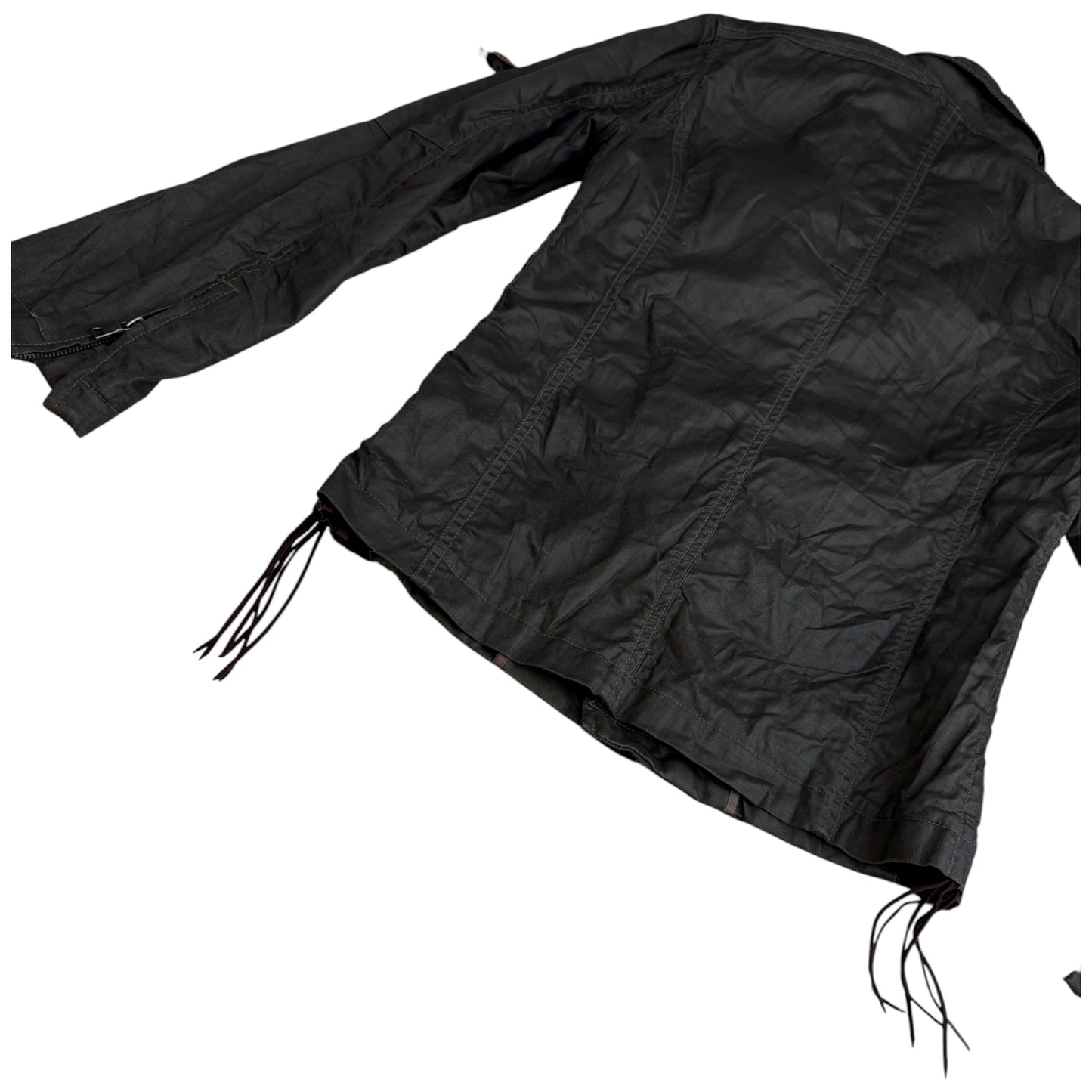 Tornado Mart asymmetric khaki jacket w/ tassel features