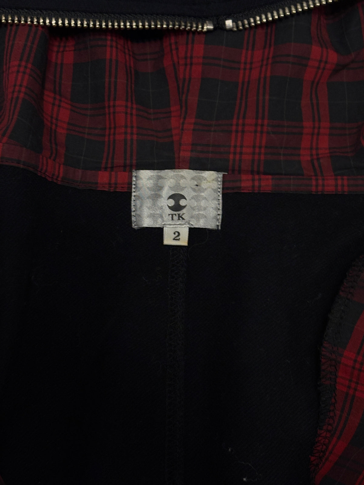 Takeo Kikuchi black red check full zip hoodie