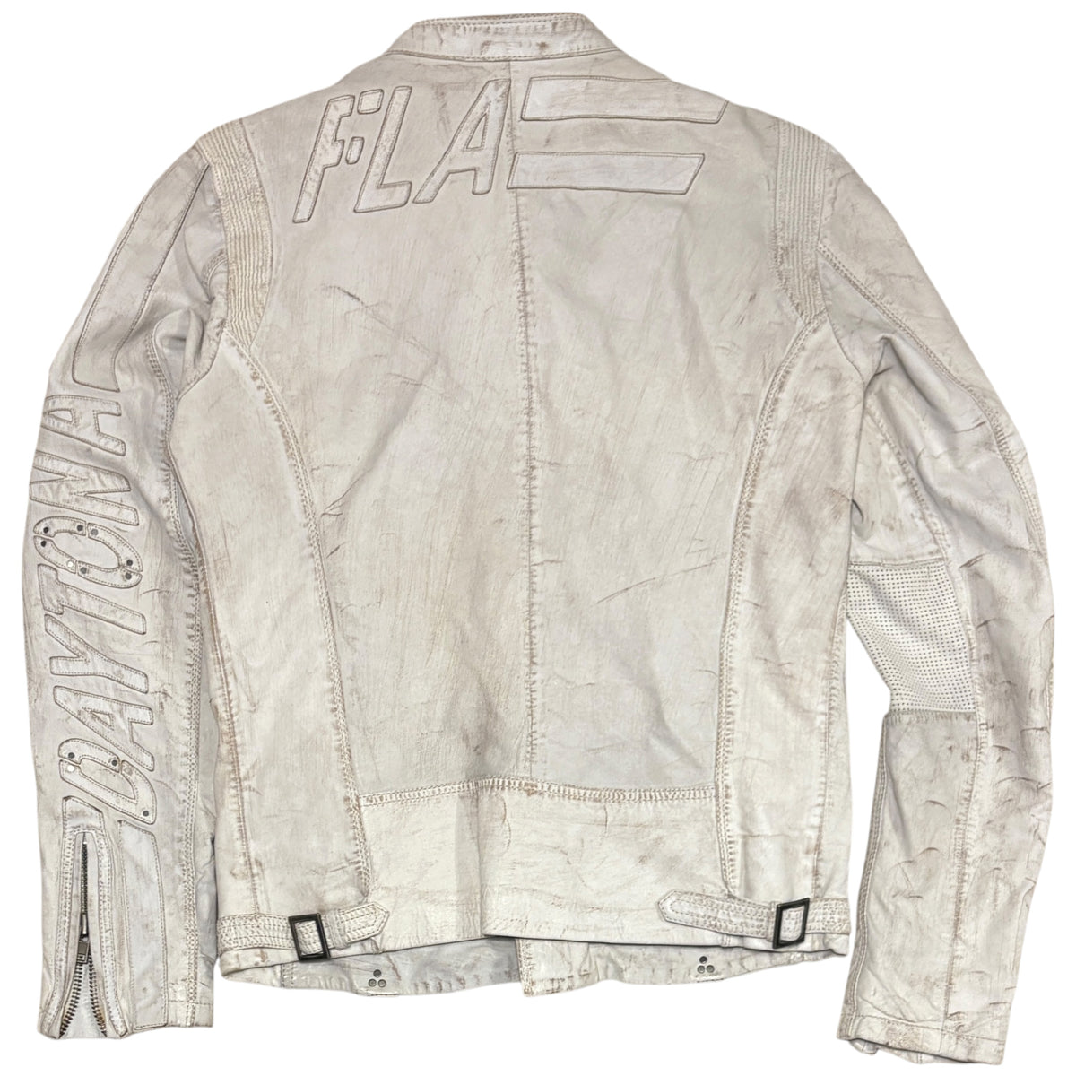 Diesel 2006 Daytona asymmetric white lambskin leather motorcycle jacket RRP £700