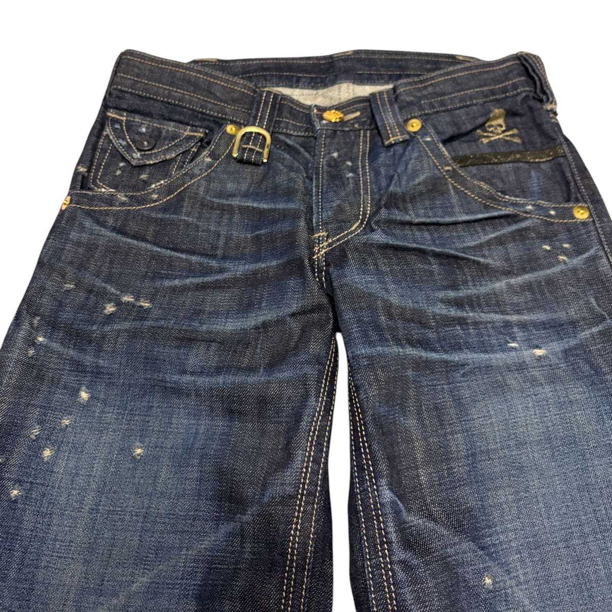 Roen blue claw mark denim jorts