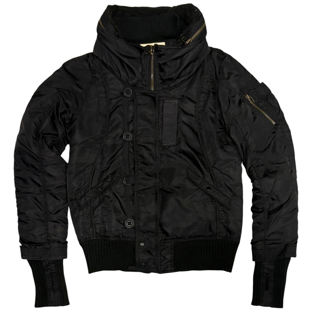 Goa bono hood nylon utility bomber jacket w/ cotton fleece ends