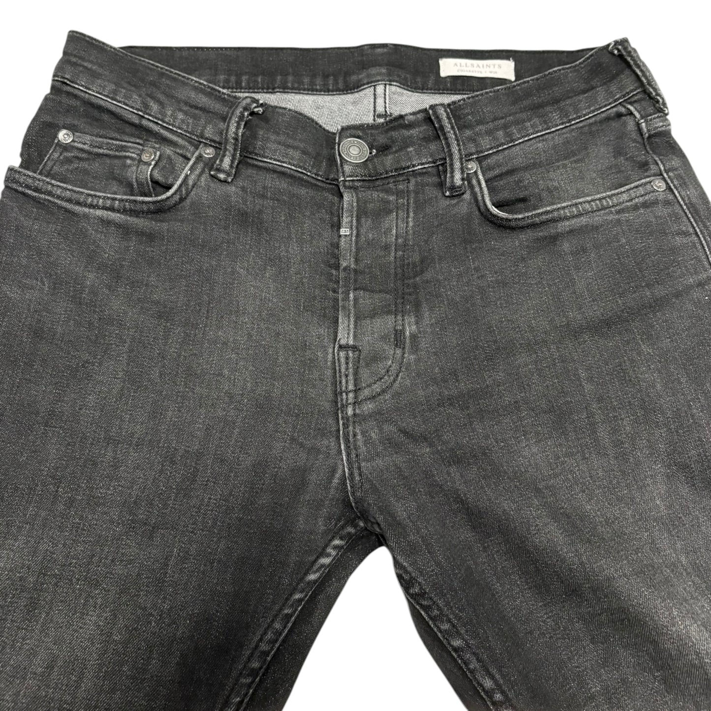 Allsaints Cigarette straight cut grey fade wash jeans
