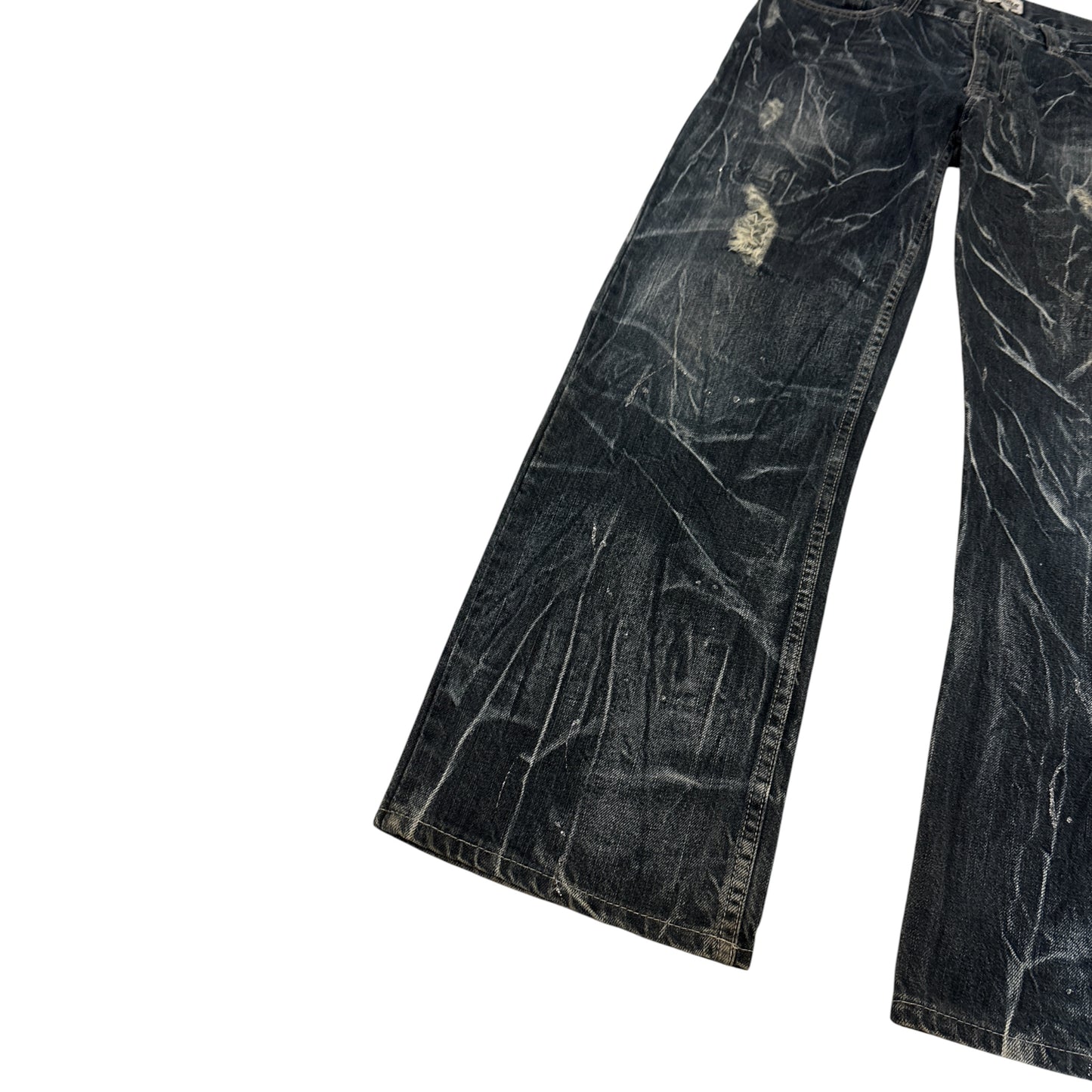 Nylaus distressed streaked wash denim jeans