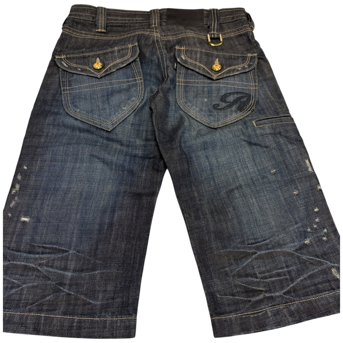 Roen blue claw mark denim jorts