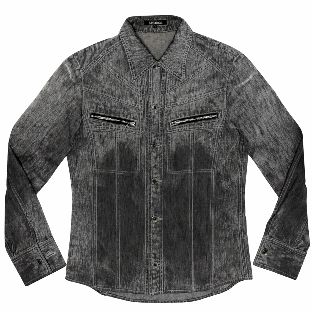 5351 Pour Les Hommes grey two tone marble wash denim jacket