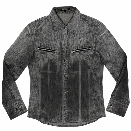 5351 Pour Les Hommes grey two tone marble wash denim jacket