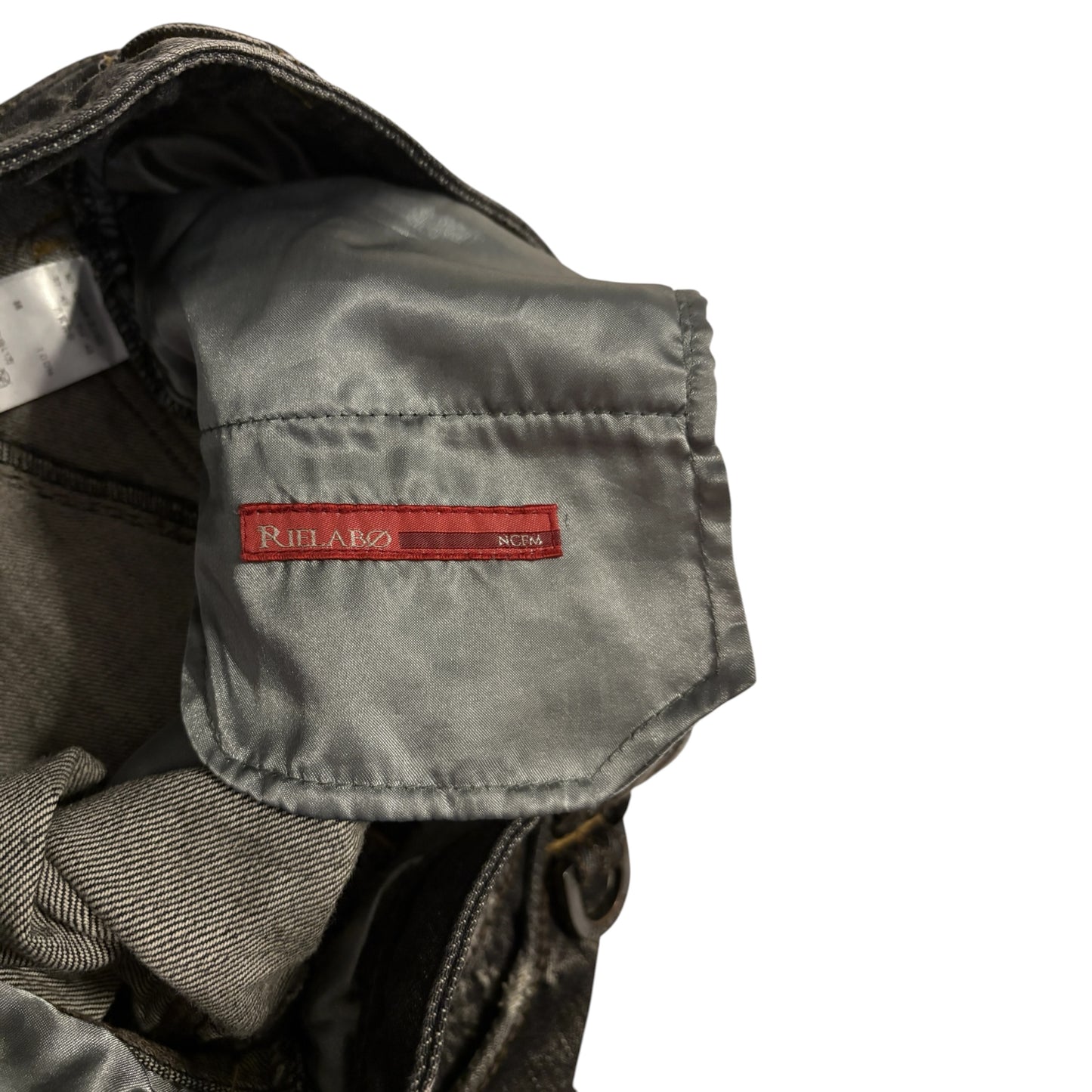 Japanese brand black zip whispered fade wash grey denim jeans
