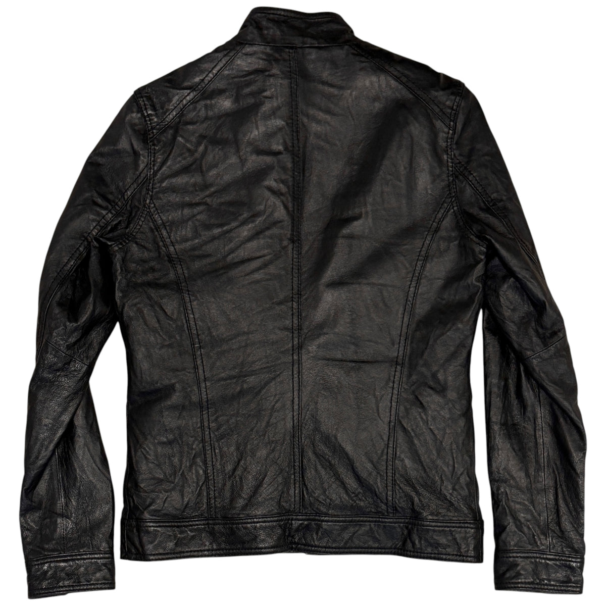 Morgan Homme black pig leather multizip jacket