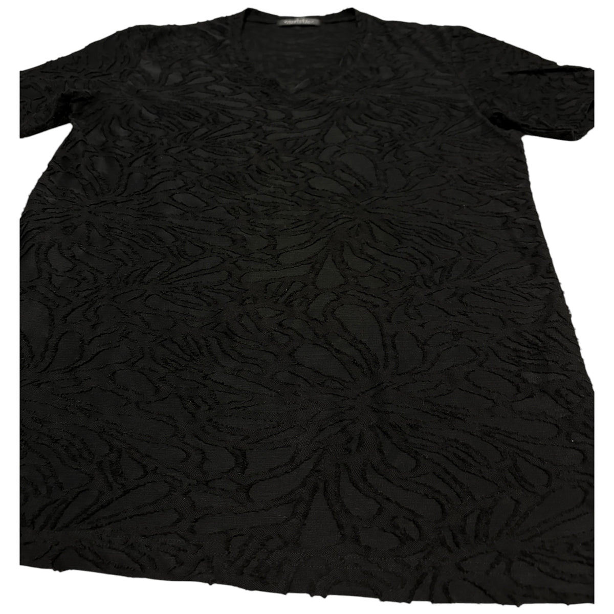 Tornado Mart black web knit layered T-shirt