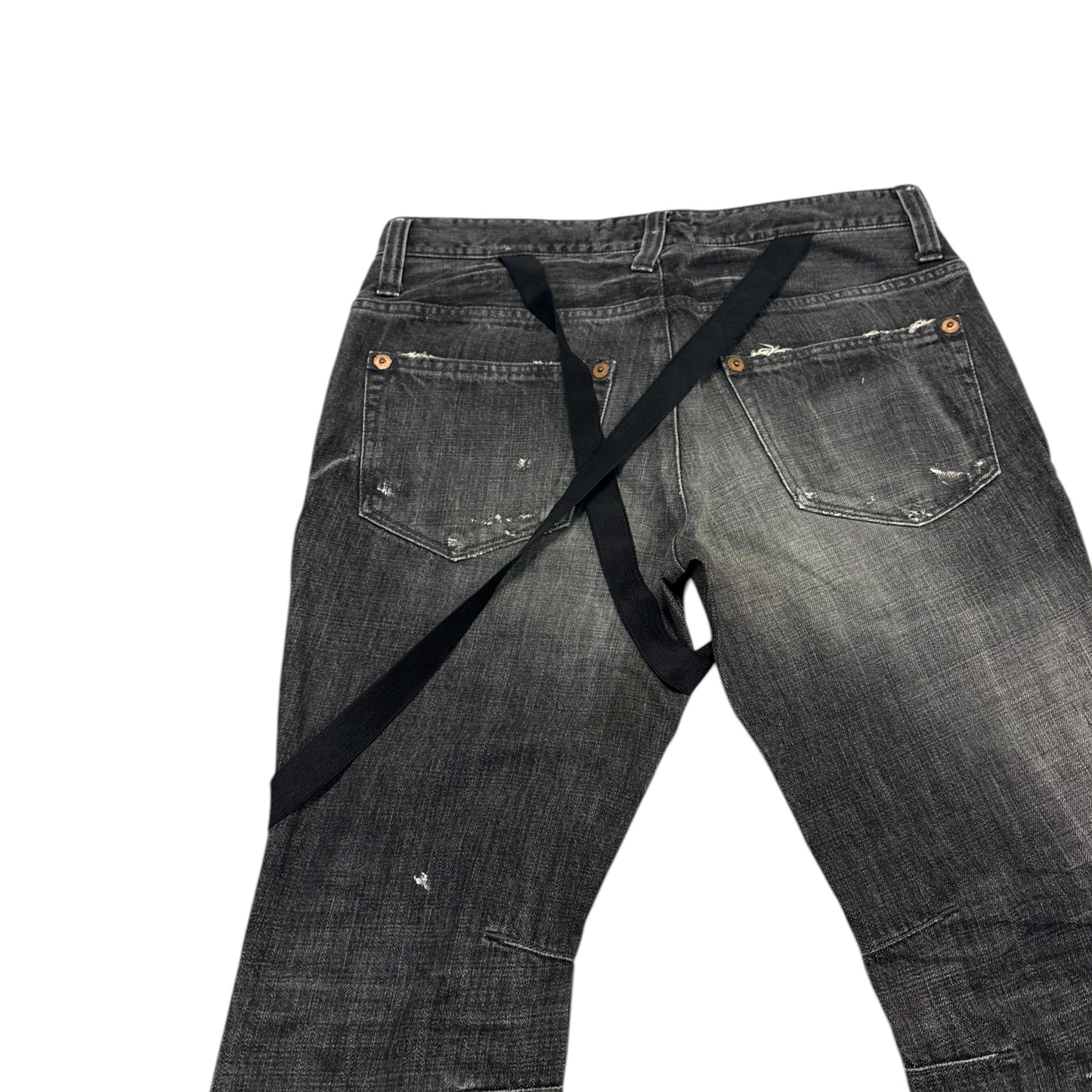 Kazuhiro Takakura grey bondage harness distressed denim jeans