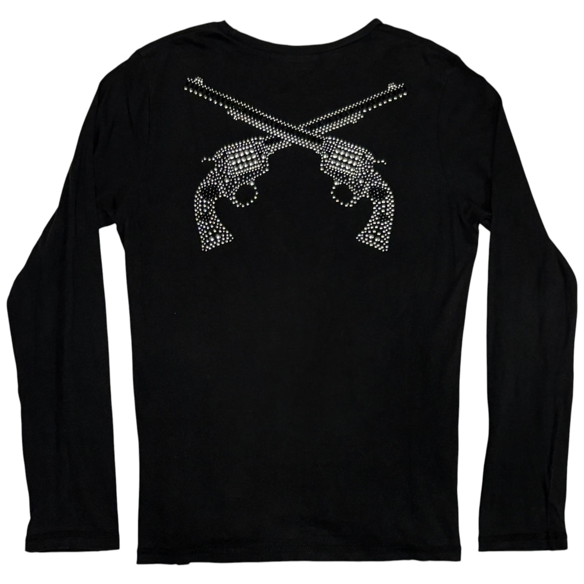 Roarguns black rhinestone revolver longsleeve T-shirt