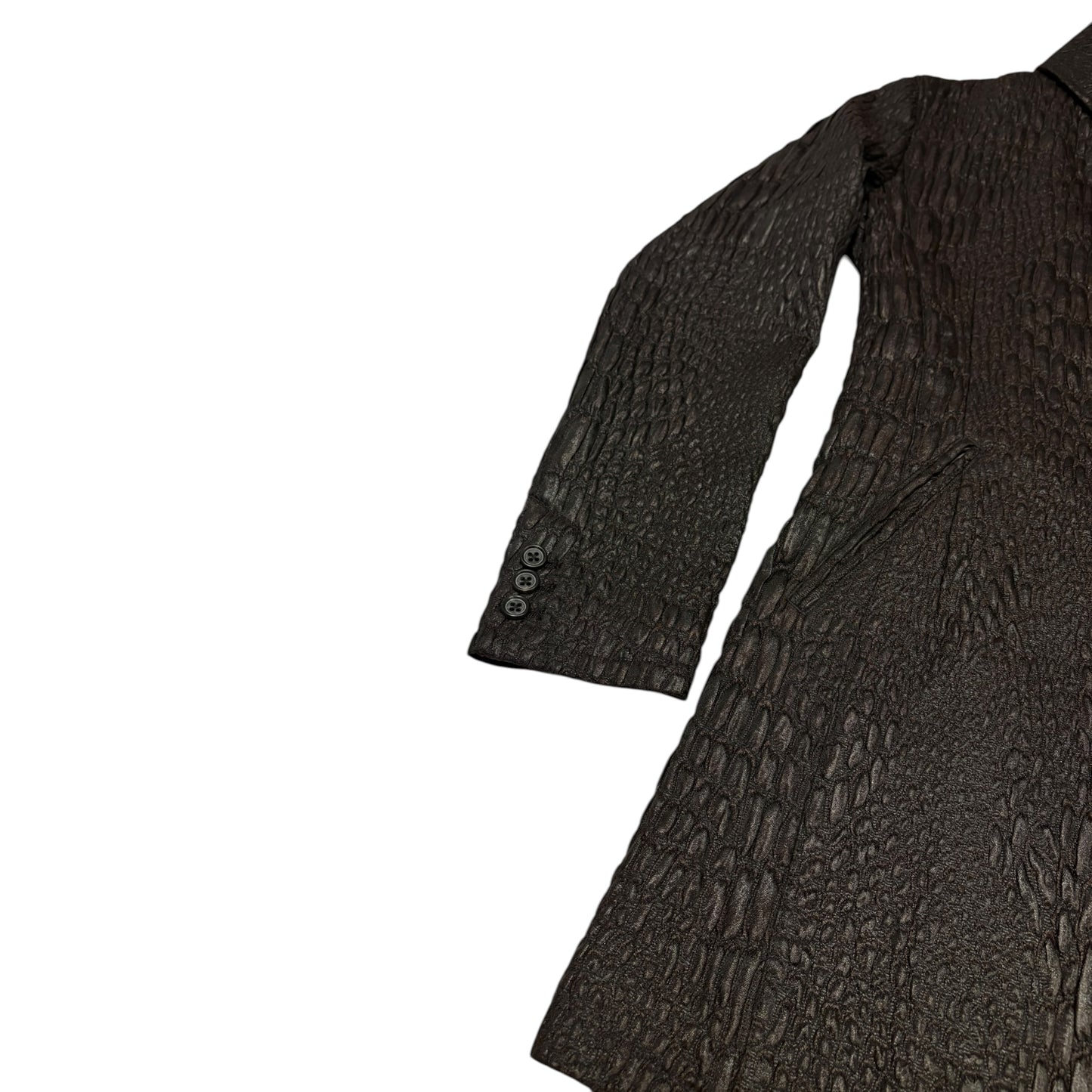 Tornado Mart alligator textured vampire light overcoat