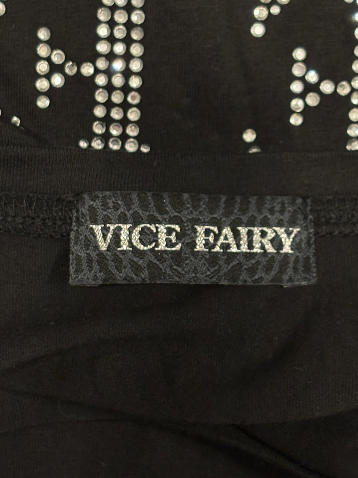 Vice Fairy rhinestone studded One Piece spellout T-shirt