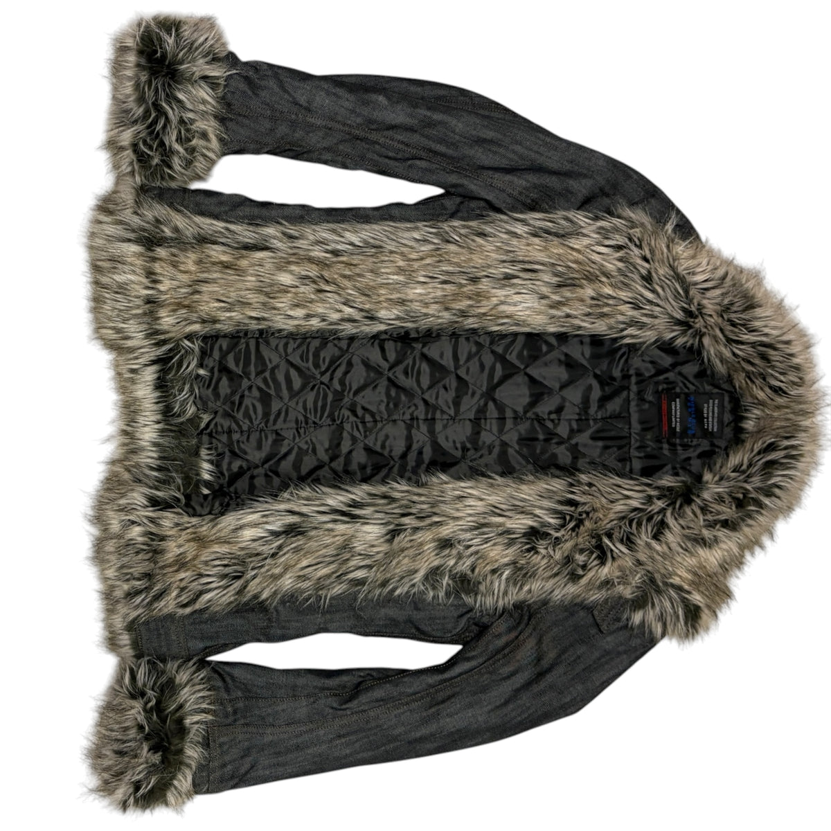 Nicole Club raccoon fur lined  grey denim jacket