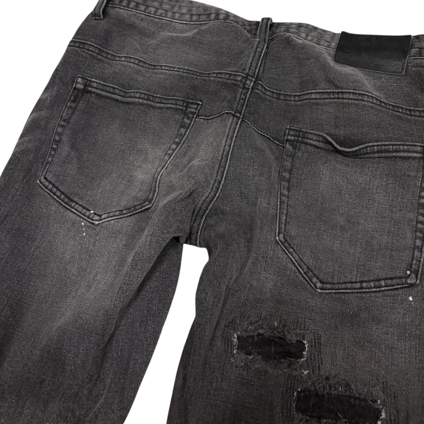 Number (N)ine Denim grey distressed streaked denim jeans