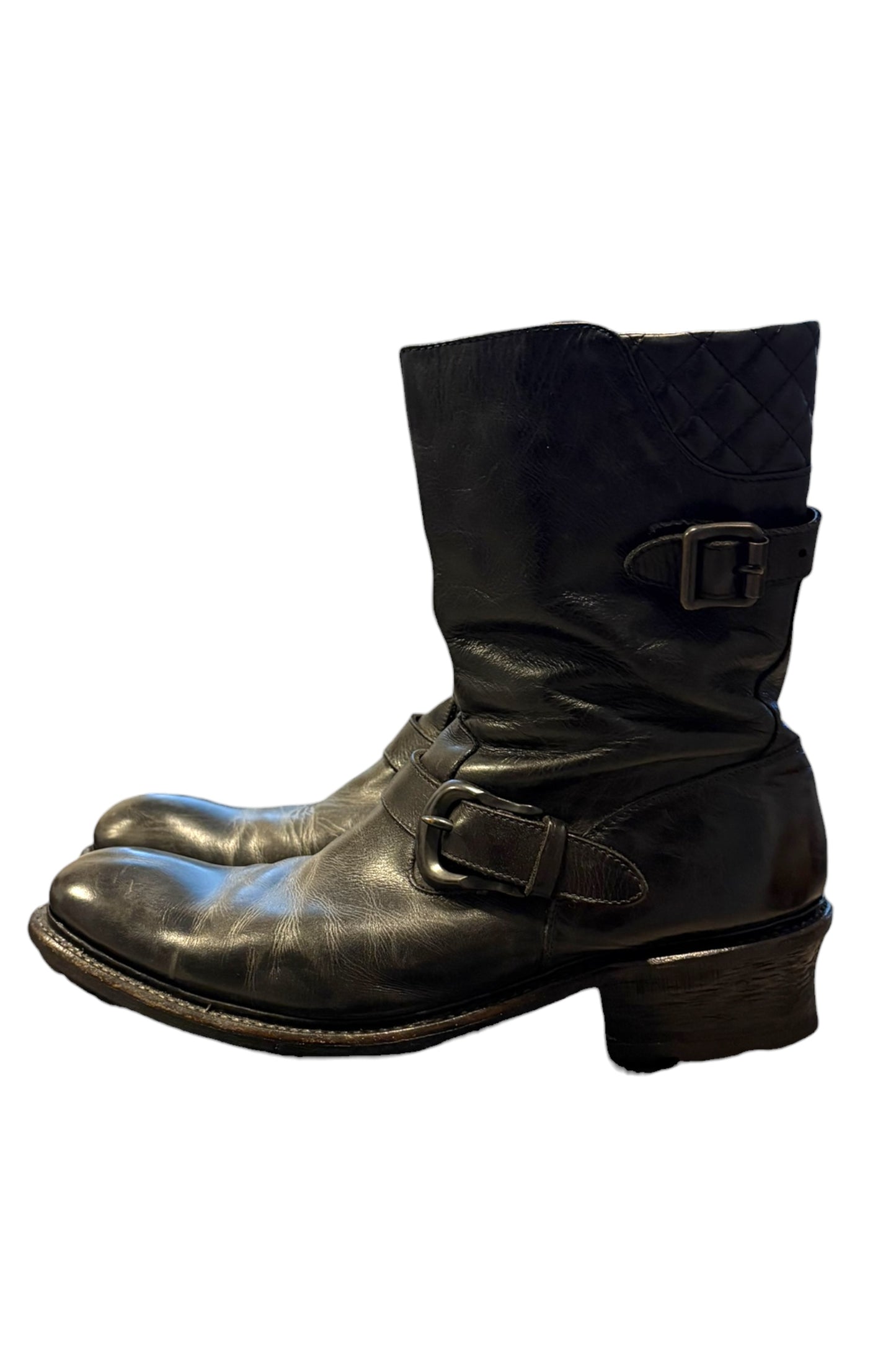 Alfredo Bannister black engineer leather boots with side zipper