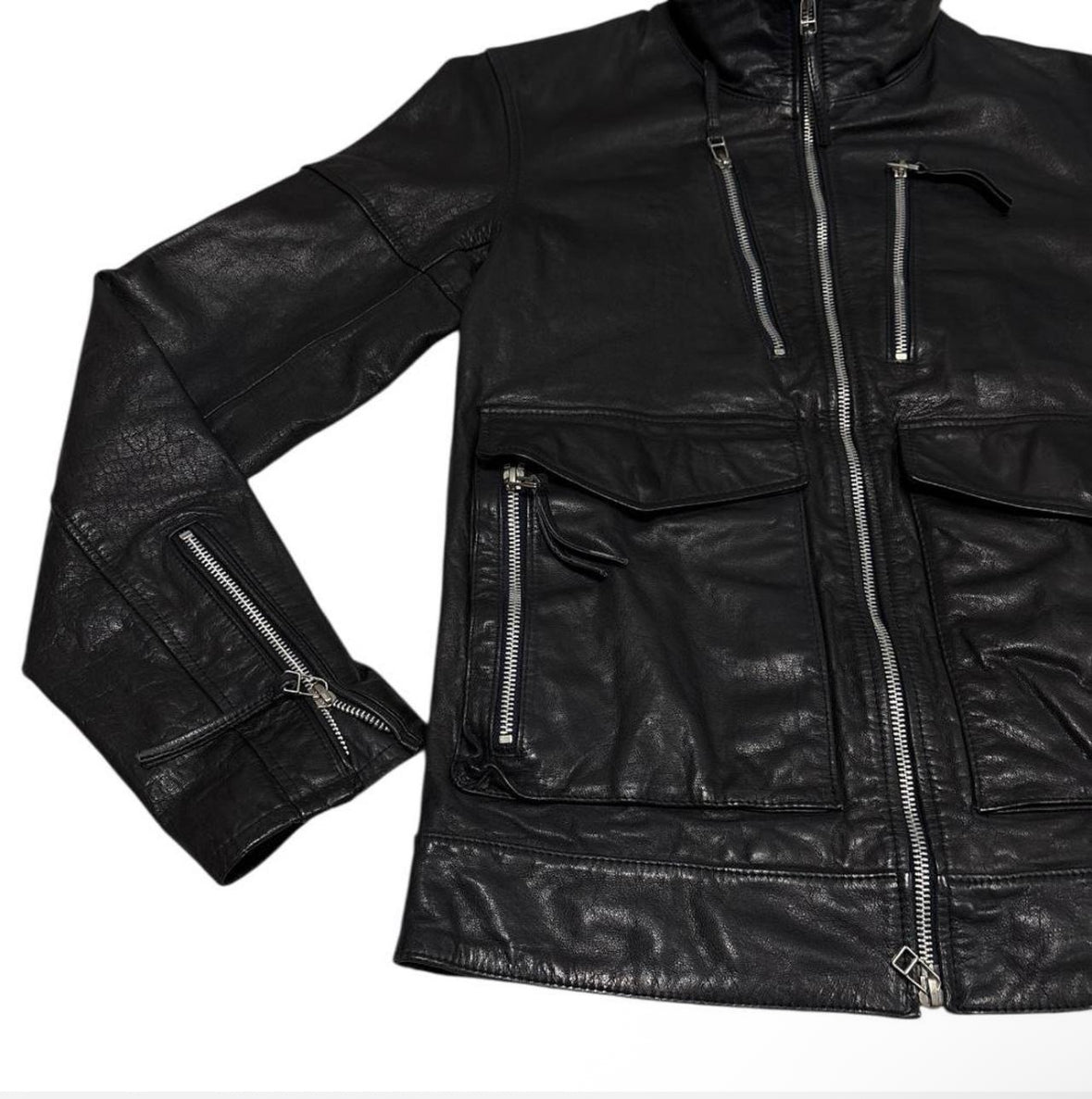 Vanquish Tokyo black multizip detailed lambskin leather jacket
