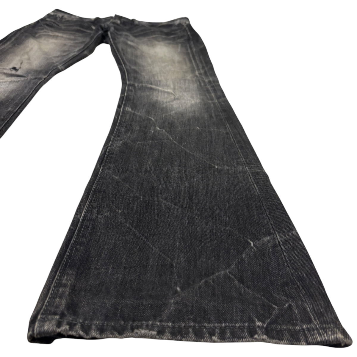 Fuga grey whiskered bootcut distressed denim jeans