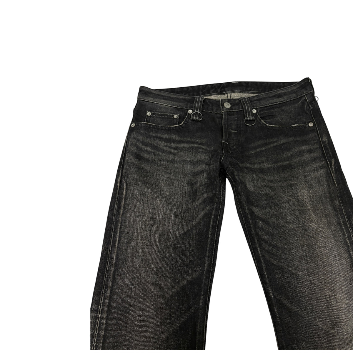 Buffalo Bobs grey black whiskered straight leg denim jeans