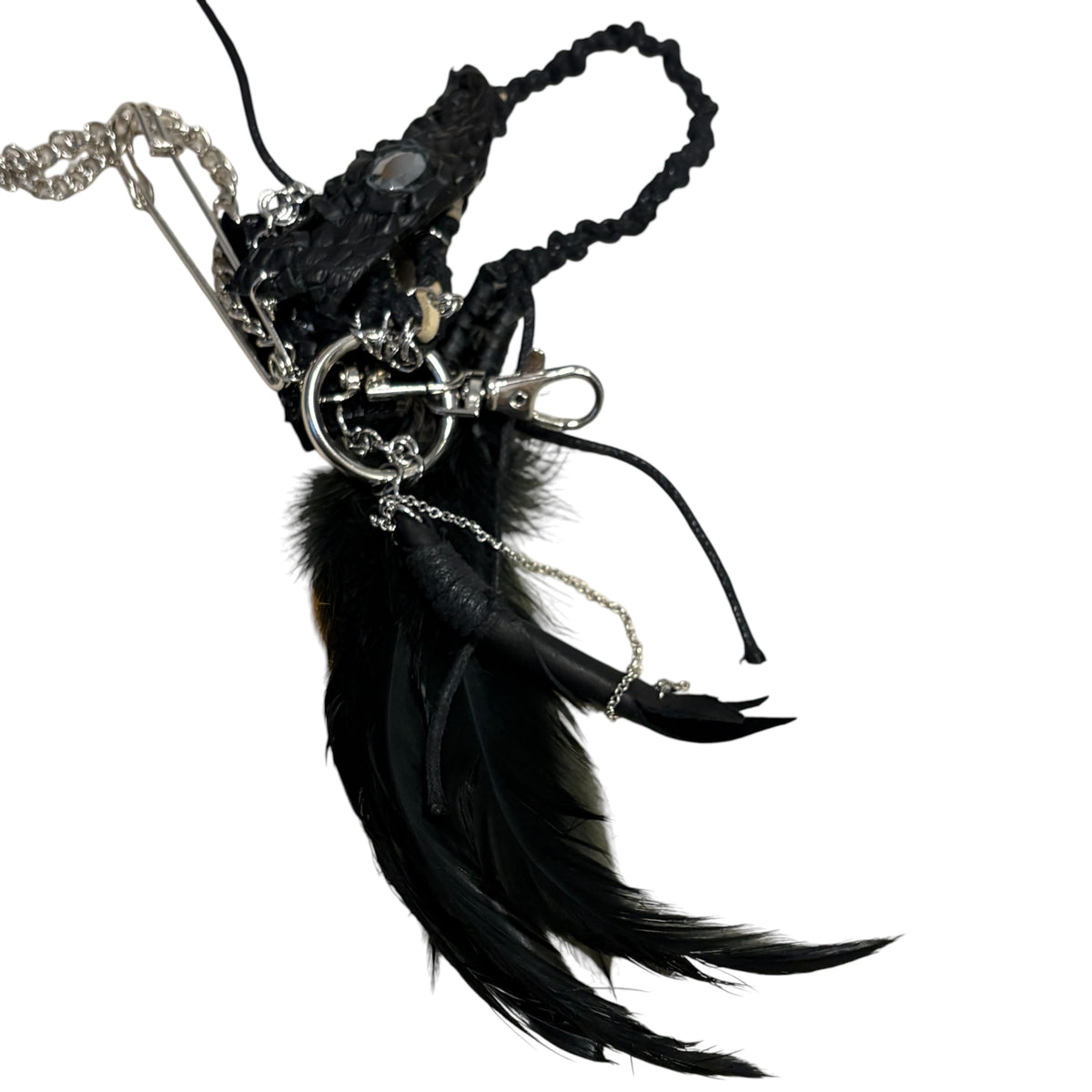 Japanese handmade feather charm w/ crocodile claw details