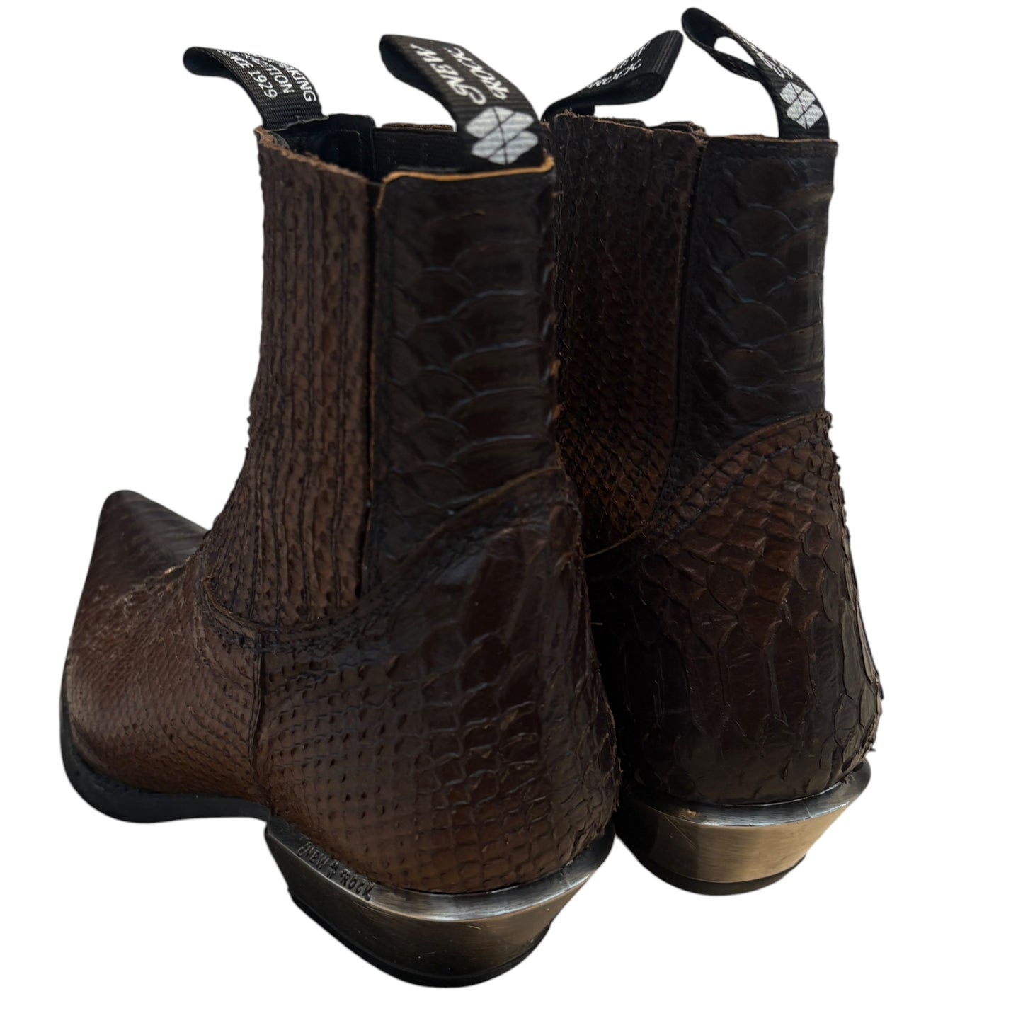 New Rock embossed alligator python textured leather steel heel Cuban boots