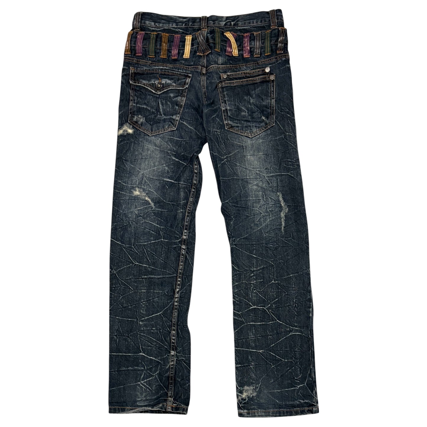 Nylaus double waisted multicolour belt loops denim jeans