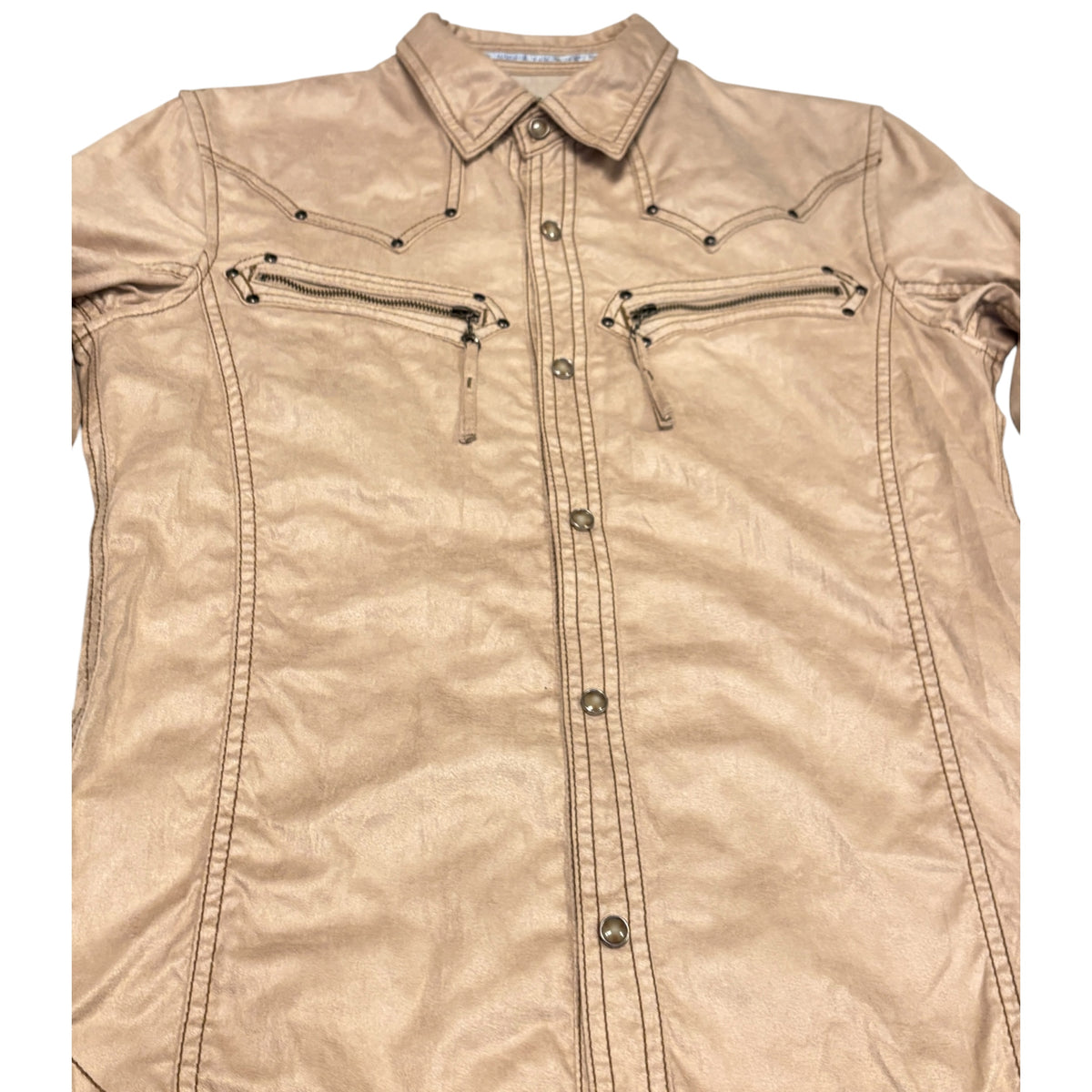 Nicole Club light beige western style studded denim shirt jacket