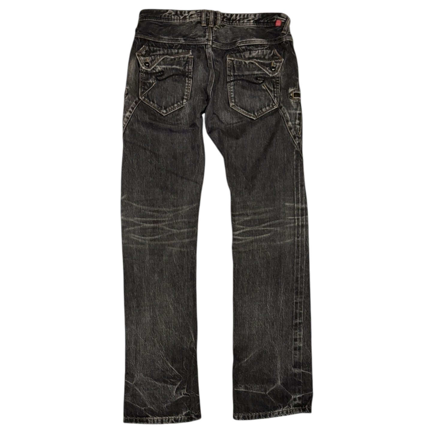 Japanese brand black zip whispered fade wash grey denim jeans