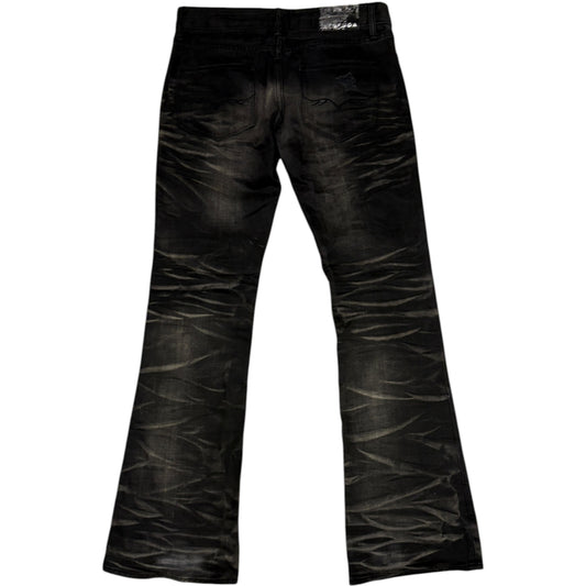 Fuga streaked honeycomb black bootcut denim jeans
