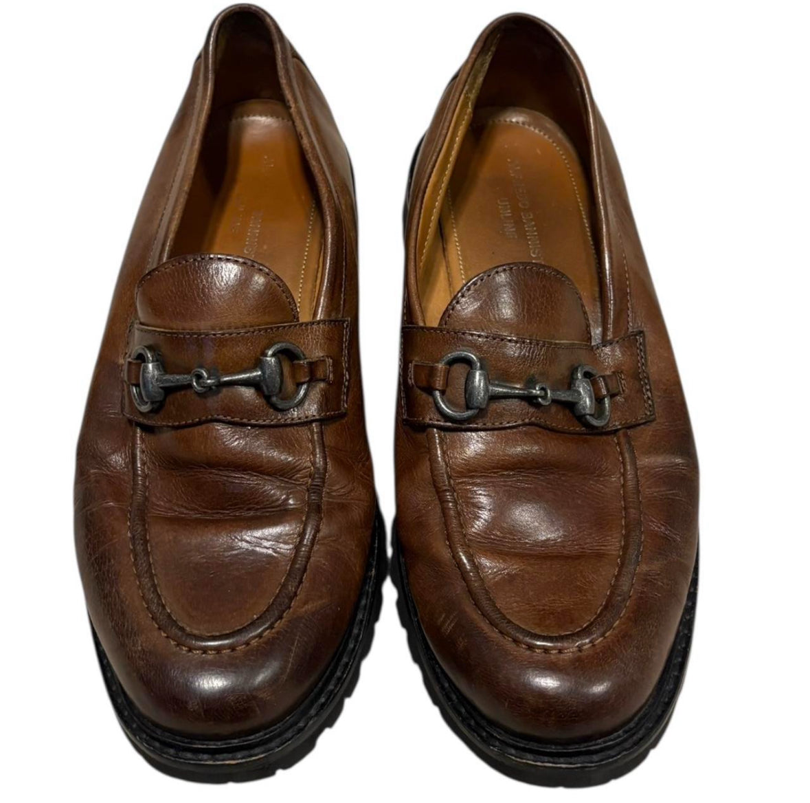 Alfredo Bannister brown leather
loafers metal horsebit buckle