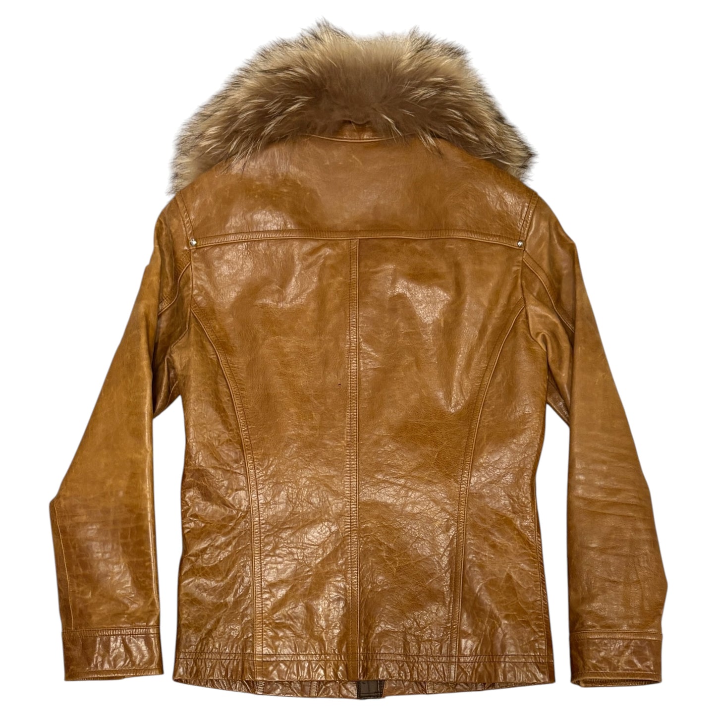 Atelier Sab Men (A.S.M) buffalo leather leather jacket w raccoon fur collar