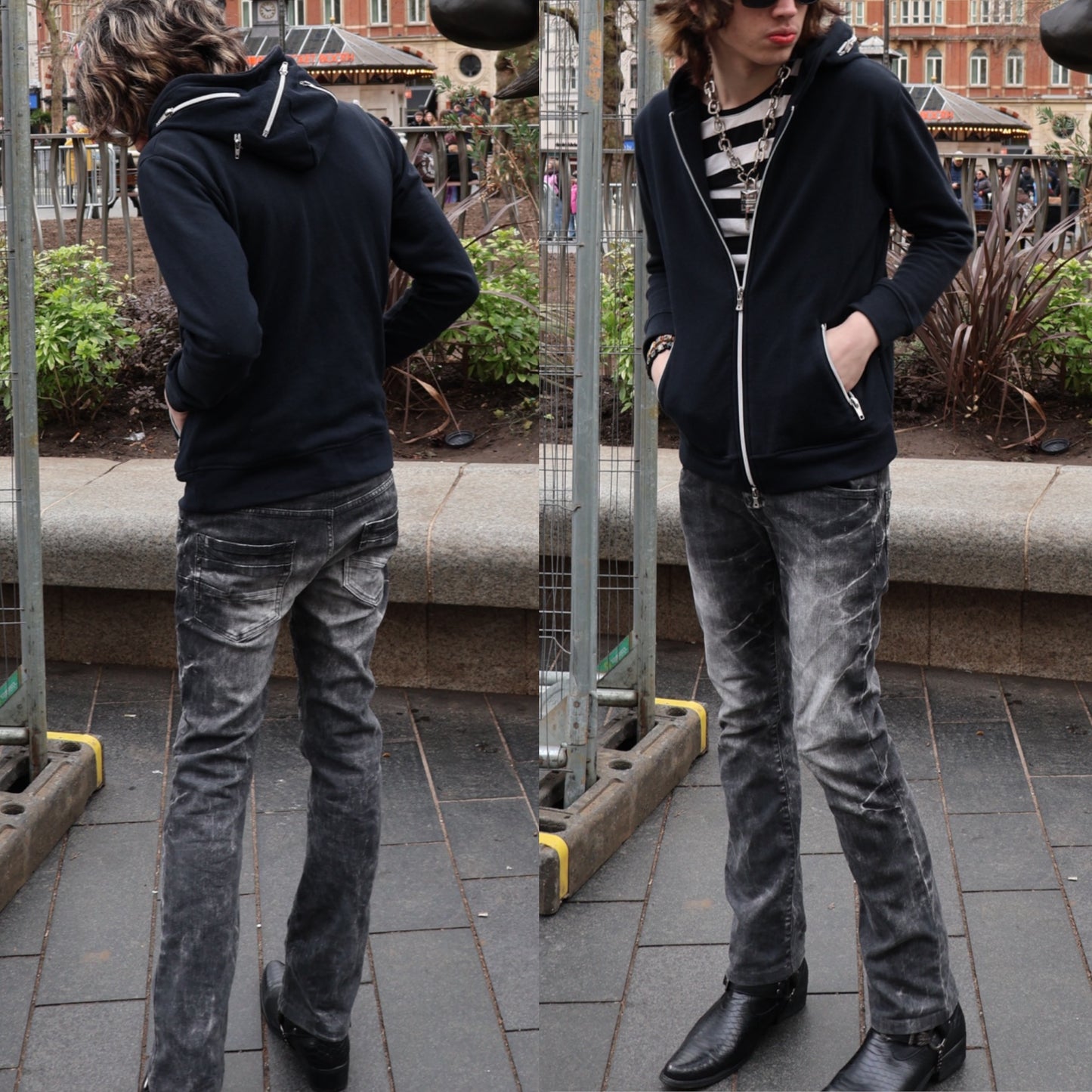 Tornado Mart black claw mark gradient streak denim jeans