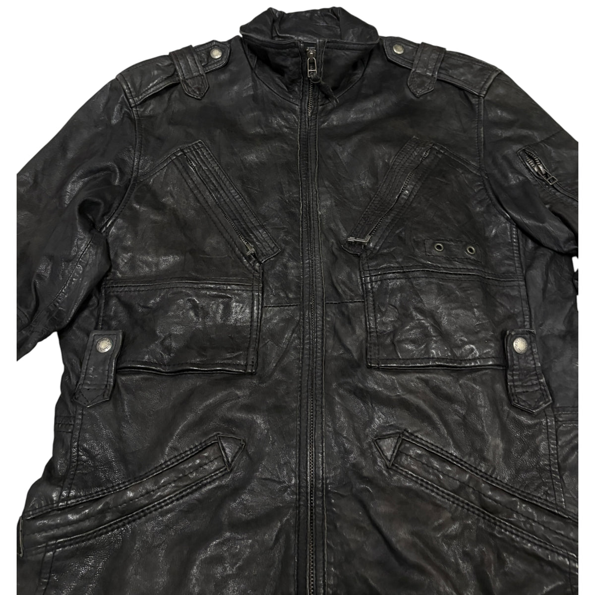 Avirex Japanese exclusive multipocket detailed lambskin leather jacket