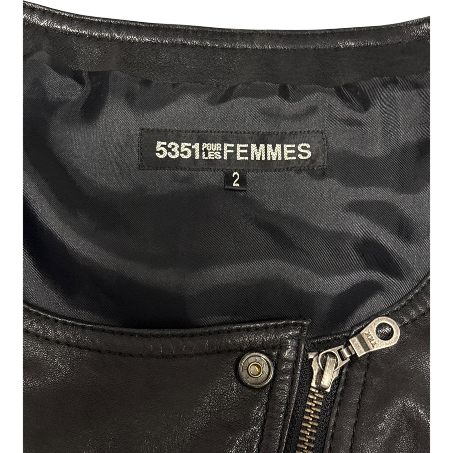 5351 Pour Les Femmes asymmetric cotton ribbed black purple teal lambskin leather jacket