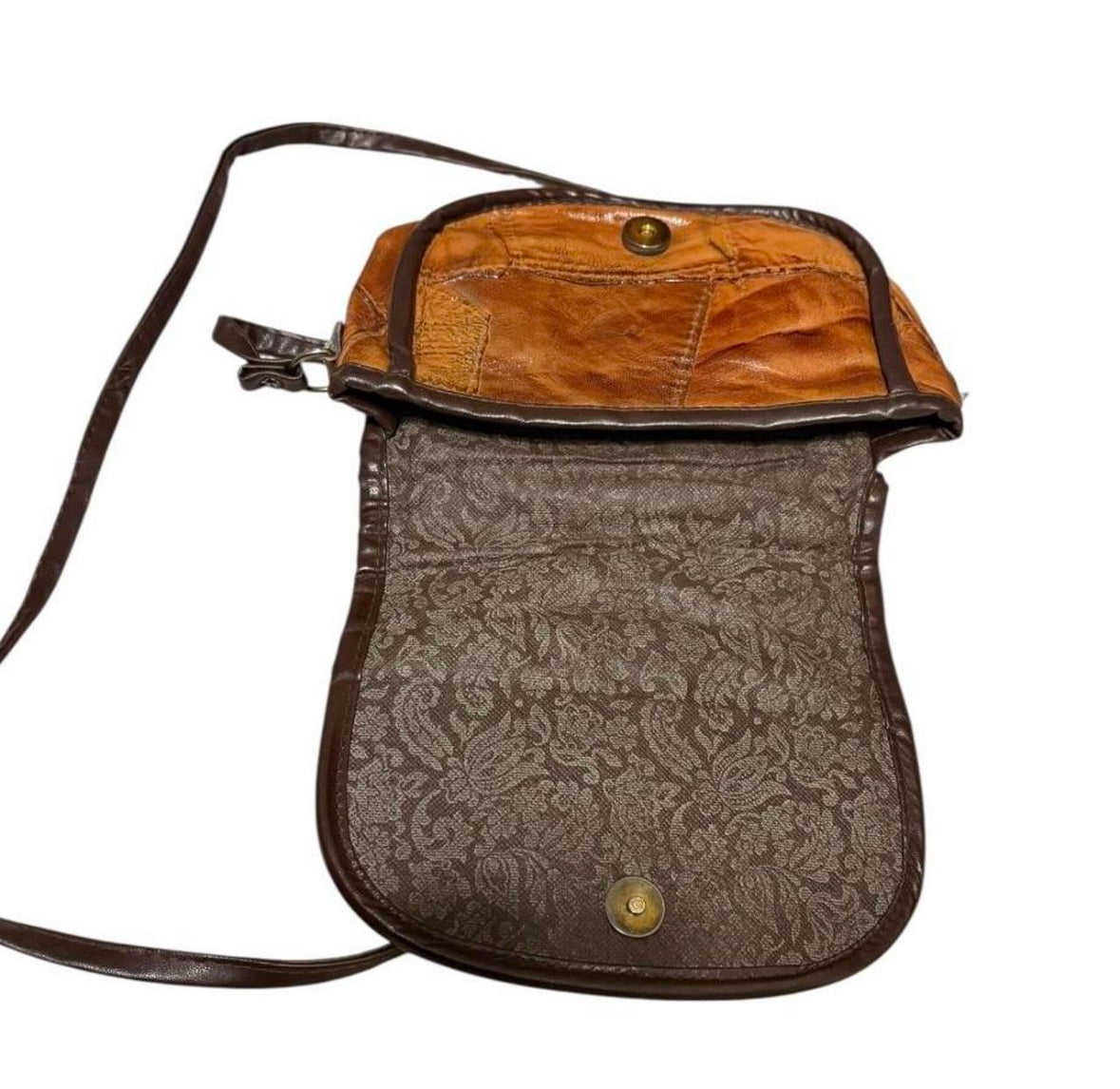 Pierre Cardin embossed alligator brown leather crossbody bag