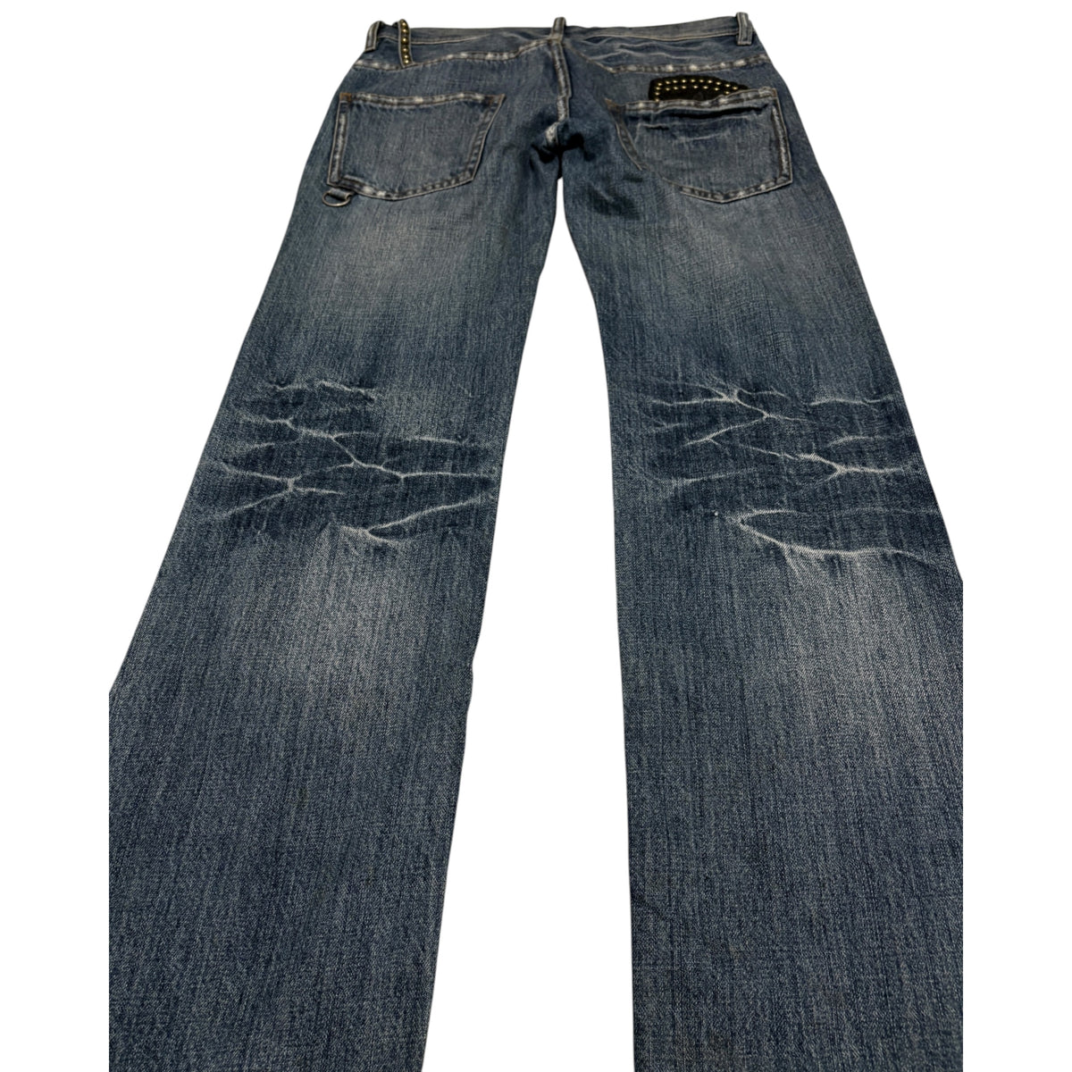 Midas blue studded claw mark wash embroided pocket denim jeans