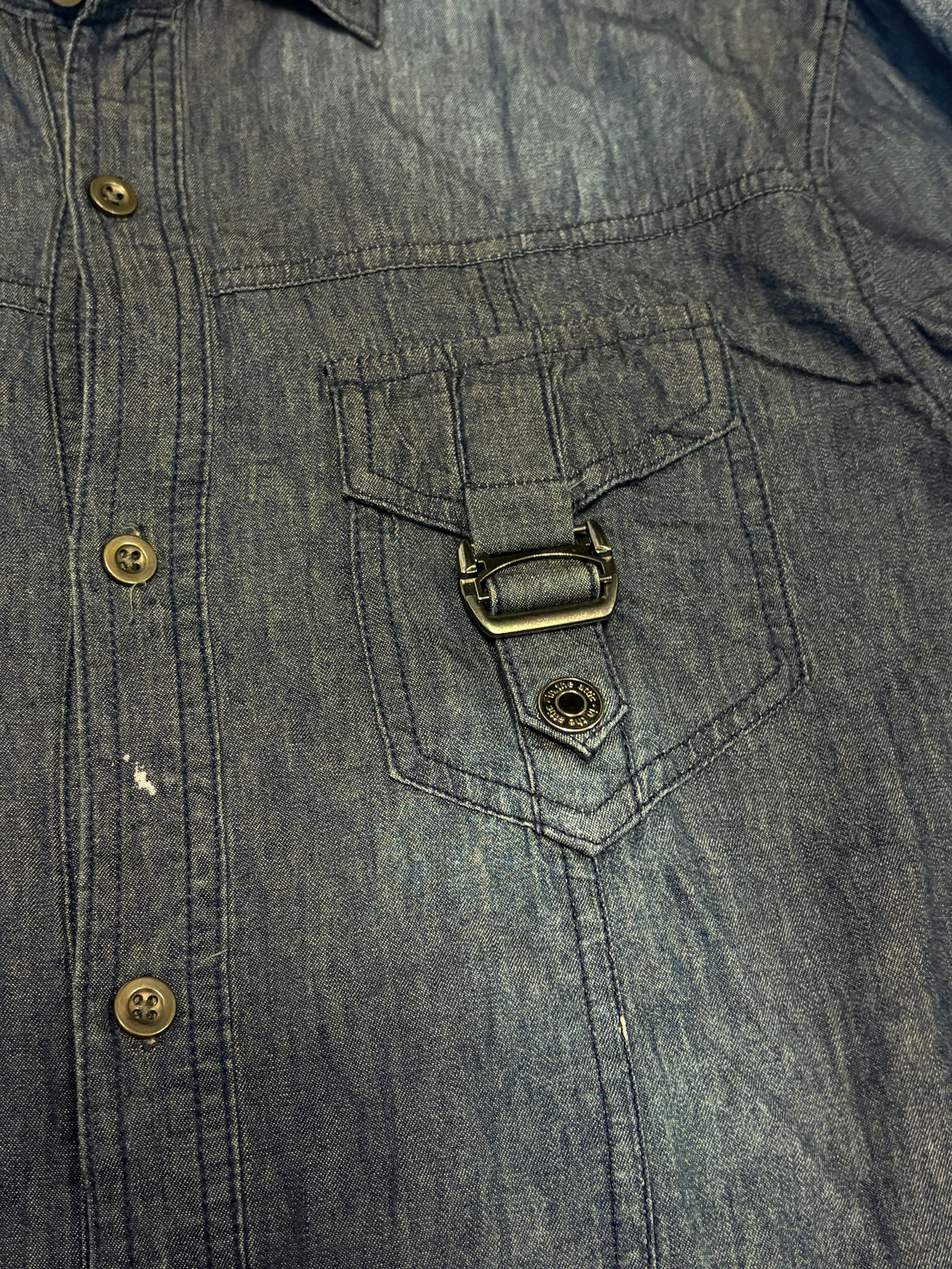 In The Attic homme blue gradient detailed pocket longsleeve cotton shirt