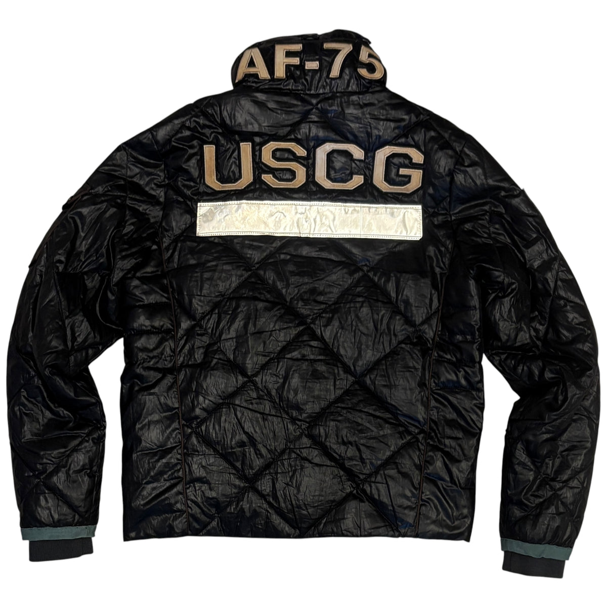 Avirex (Japanese exclusive line) black shell puffer jacket w/ embroided badges