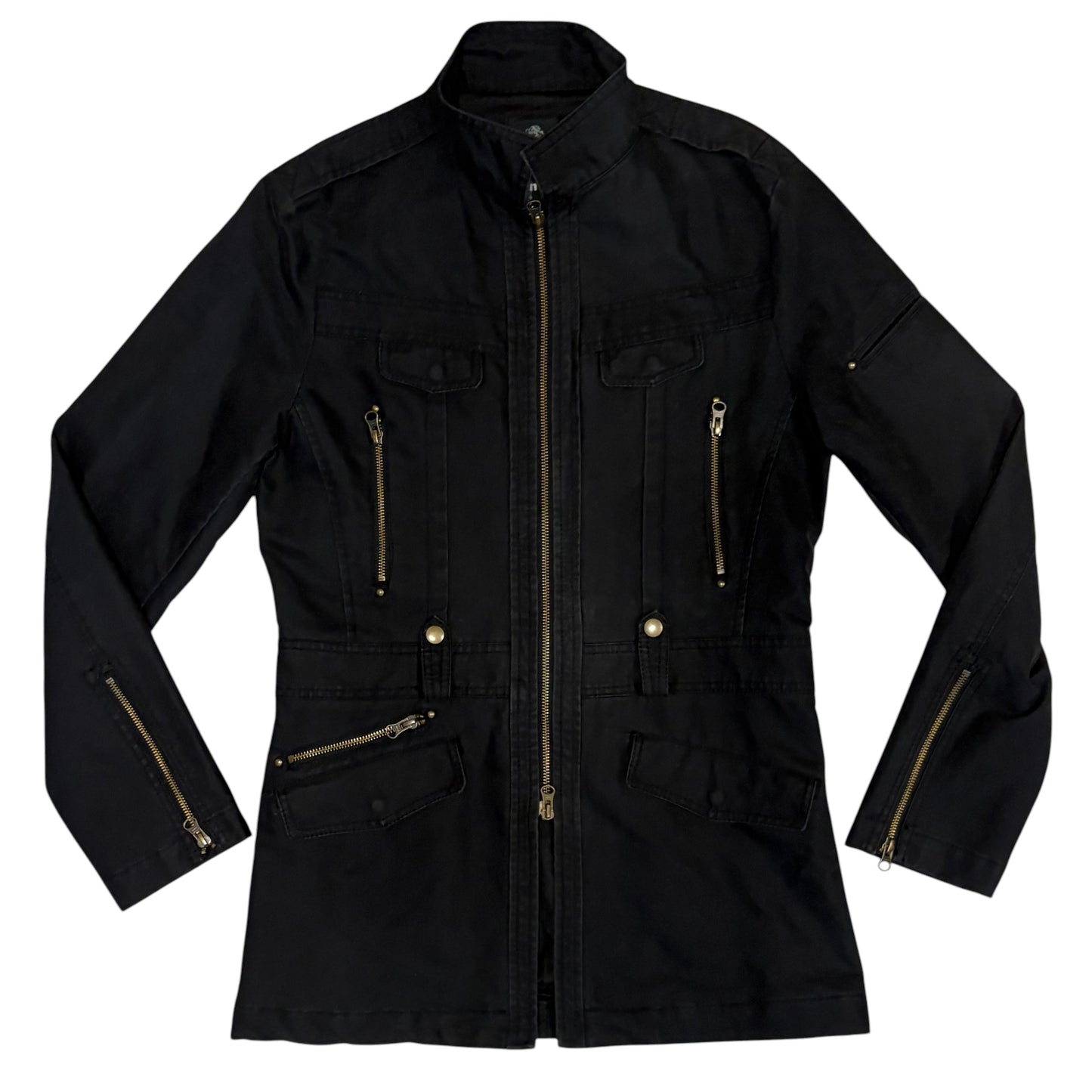 Semantic Design black multizip millitary coat