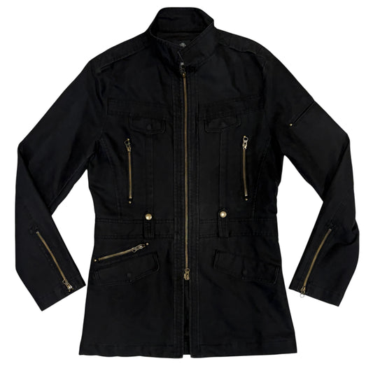 Semantic Design black multizip millitary coat